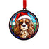 Cavalier King Charles Spaniel in Santa Hat Suncatcher Decoration